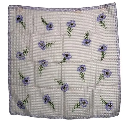 Laura Ashley Vintage 100% silk floral check square scarf pink purple 21 x 21"