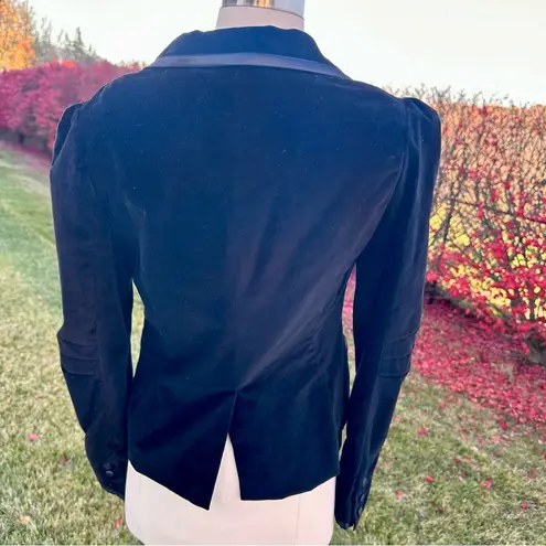 Nicky Hilton Black Velvet Puff Sleeve Blazer Jacket, Size M Size M