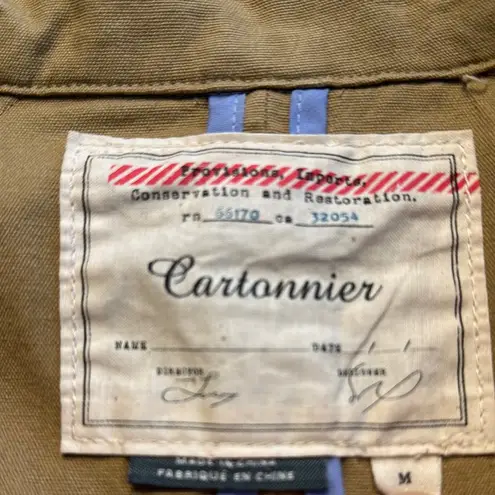 Anthropologie Embroidered Floral Trench Coat by Cartonnier size M Tan Size M