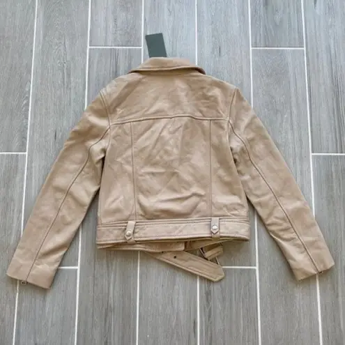 ALLSAINTS NWT All Saints Cole Biker Leather Jacket Sand Brown Sz 2