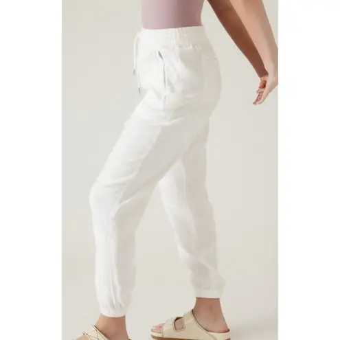 Athleta  8 Retreat Linen Jogger Pants Calla Lily White Size 8 - Image 3