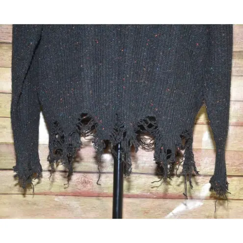 Ninexis Ladies Black Speckled Distressed Sweater Size S Witchy Whimsey Goth