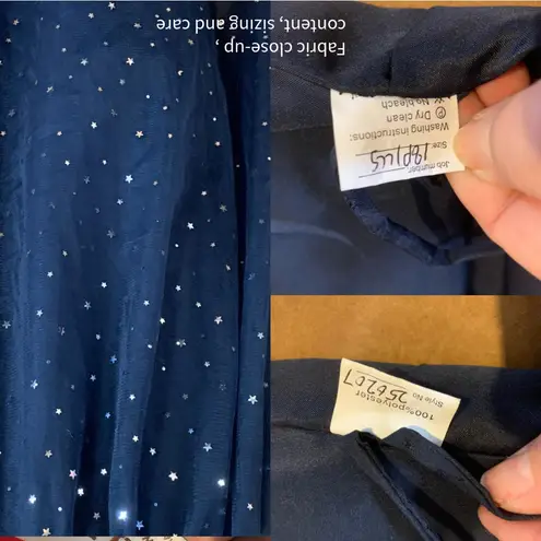 NAVY BLUE W/SILVER MOON & STAR SEQUINS CORSET BACK COCKTAIL DRESS (18)