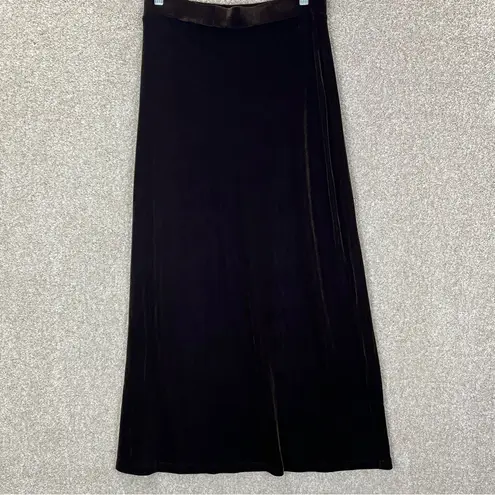 Imperfect vintage velour skirt 90s Y2K chocolate brown stretchy shiny med large