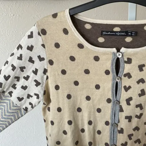 Gudrun Sjoden rare 100% organic cotton unique shapes hearts cardigan Brown Size XS