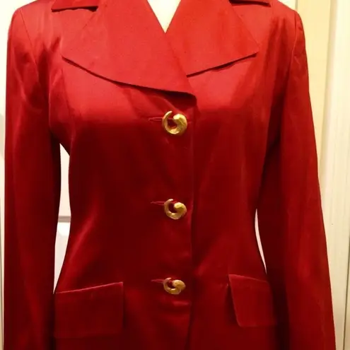 🆕 Red Satin Blazer by Holt Renfrew🔥 Size 6