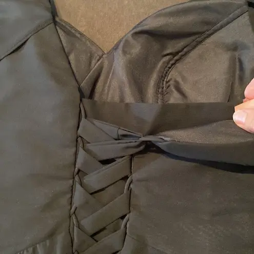 Women’s Black Full Length Cold Shoulder Chiffon Formal Dress Leg Slit Size 8