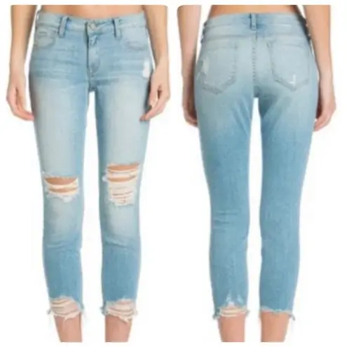 Cello Mid-Rise Open Destruction Crop Skinny Jeans