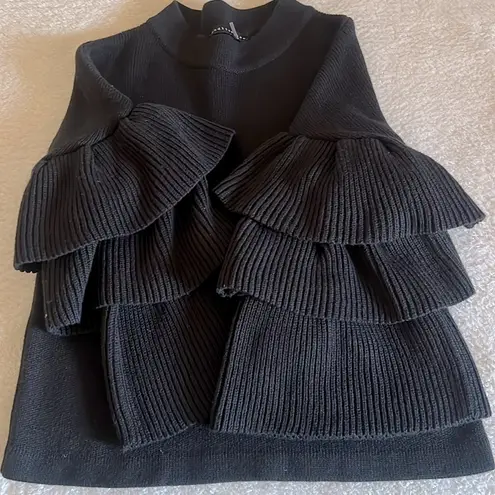 Endless Rose Tiered Sleeve Black Sweater XS