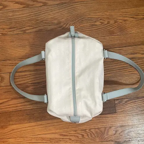 Emporio Armani Logo Canvas Satchel Shoulder Bag Off White Light Blue