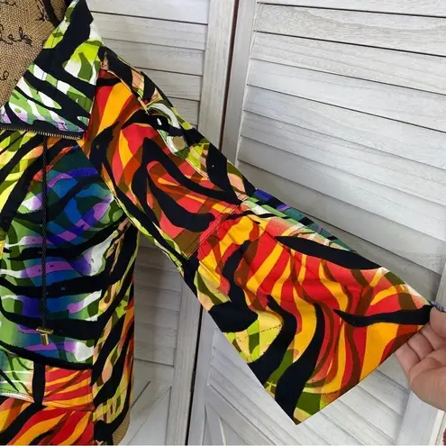 Just B Rainbow Tiger Stripe Flared 3/4 Sleeve Jacket Medium