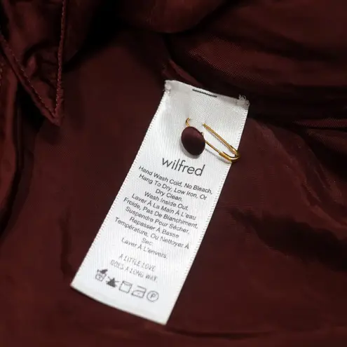 Wilfred Aritzia Satin Tie Front Button Up Shirt Blouse XXS Brown Business Casual