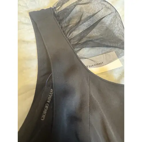 Giorgio Armani Black Sheer Sleeve Cocktail Dress Made in Italy Size 42 (US 6/8)
