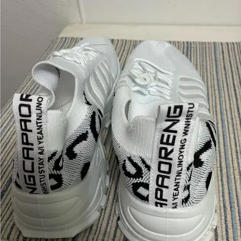 White and Black Patterned slip on Sneakers NWOT Size 10 thumbnail 3