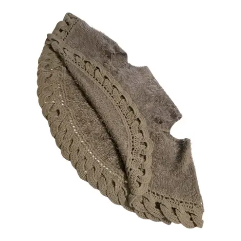 Monoreno MONOREN Crochet Knit vest/ jacket, Faux Fur Brown SZ L