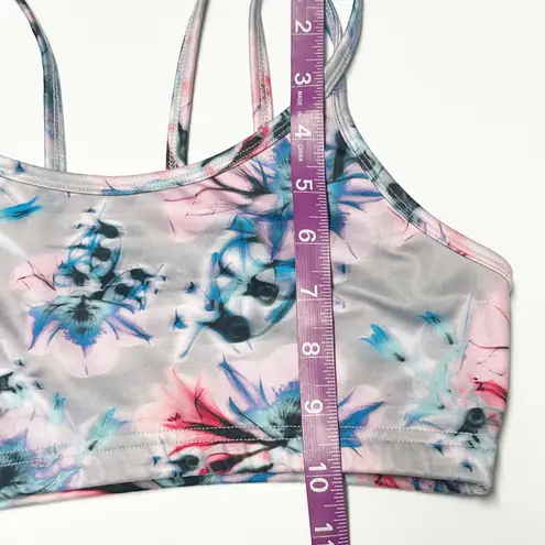 Lija Watercolor Floral Double Strap Sports Bra Low Impact Yoga Pilates Active Gray