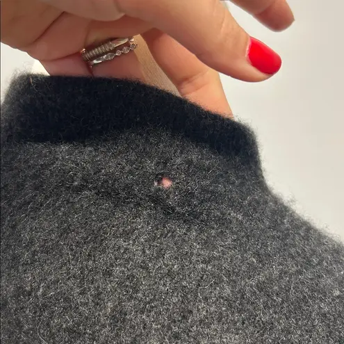 100% Cashmere Poncho Mock Neck Grey One Size Minimalist Quiet Luxury Staple Gray