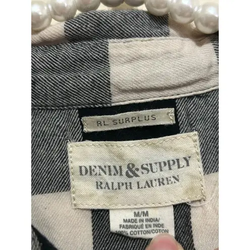 Denim & Supply Ralph Lauren Ralph Lauren Denim & Supply Women's Size Medium Flannel White Black Plaid Shirt