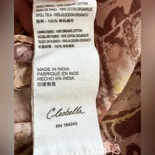 Cleobella Stella Midi Dress in Geo Print Brown Neutral Ruffle Size Small