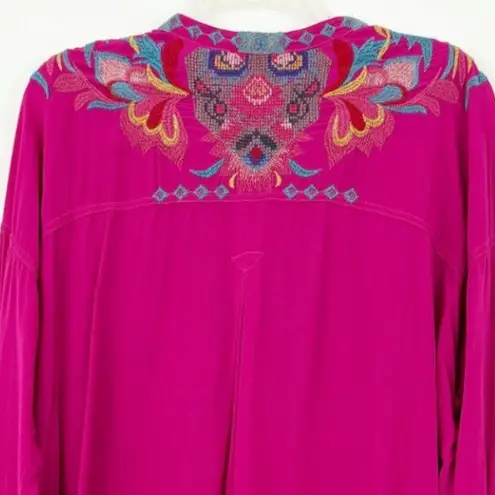 Johnny Was Biya Atterholt extremely heavily embroidered button-down blouse RARE