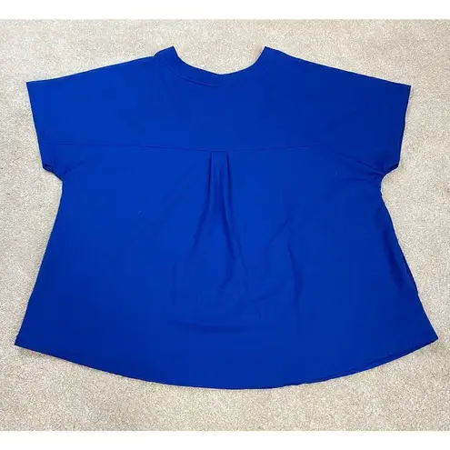 Cuddl Duds ClimateRight Short Sleeve Notch Neck Scrub Top Metro Blue 2X