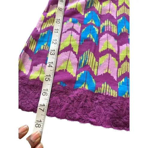 Route 66 Vintage Lace Trim Cami Tank Top Y2K Chevron Print Coquette Sz XS