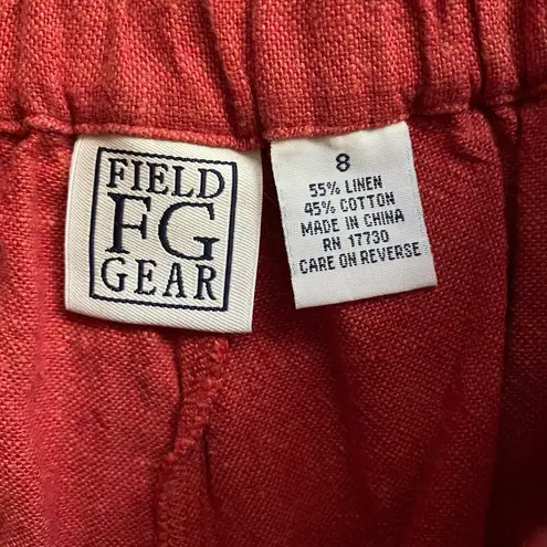 Field Gear 8 Linen Blend Wide Leg Crop Pants Orange Red Terracotta High Rise