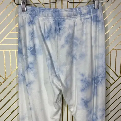 SoulCycle Tie Dye Joggers Blue/White Tie Waist
