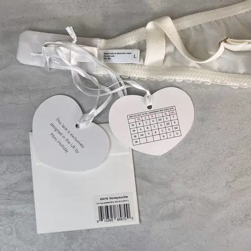 Mimi Holliday L Padded Bra Honeysuckle 1/4 Cup Plunge Silk Bridal Lace Bow Heart Size L