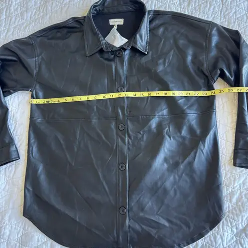 Thread & Supply Vegan Leather Womens Shacket Size L Shirt Jacket Classic Moto Black Size L