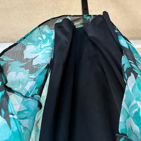 Romantic Floral Midi Dress Sleeveless Flowy Size 12 Garden Cottagecore Fairy Black