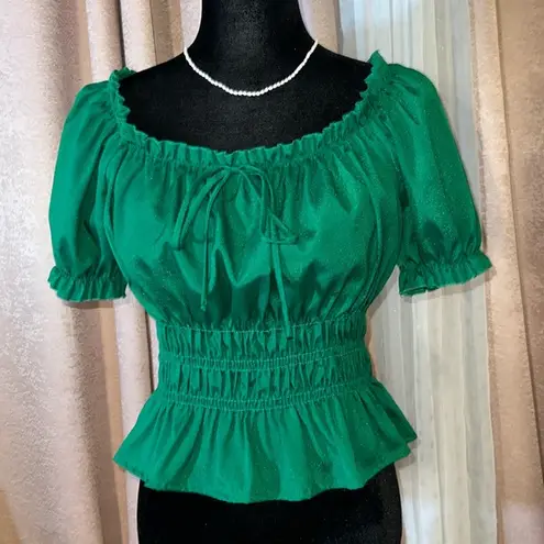 Papaya Size L Emerald Green Cropped Blouse