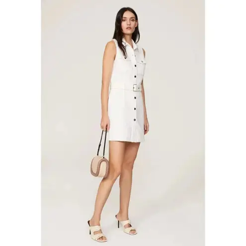 Area Stars Dress Women's Small White Denim Shirt Collared Snap Button Mini