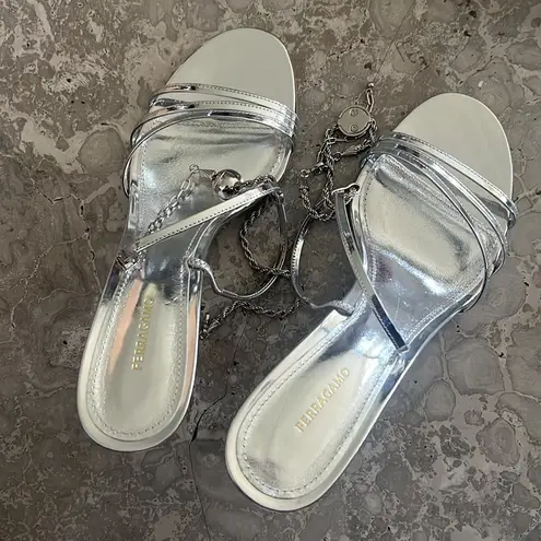 Salvatore Ferragamo Ferragamo Denise Sandals 70mm in Silver, Size 7 NEW in Box
