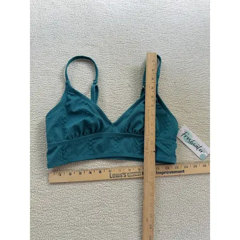 Freshwater Bikini Banded Long Top Sz M Adjustable Strap Teal Snakeskin Texture Green Size M