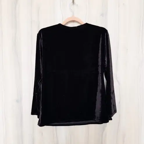 Womens Velvet Beaded Floral Top Size S Brown Whimsigoth Fairy Grunge Witch Boho Black