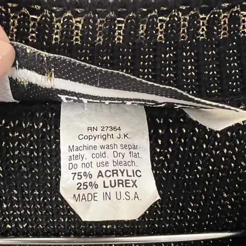 Vintage 80's Ellen D. Black Acrylic & Gold Lurex Brocade Design V