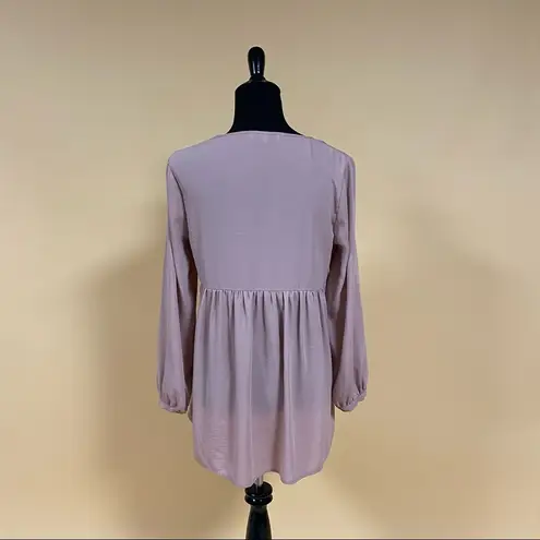 Ro & De 5/$20  Mauve Pink Long Bishop Sleeve Embroidered Inset Blouse Top Size XS