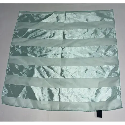 Aqua Green Square Scarf Striped 20" Silk Feel Polyester Womens Kusan Trading Inc