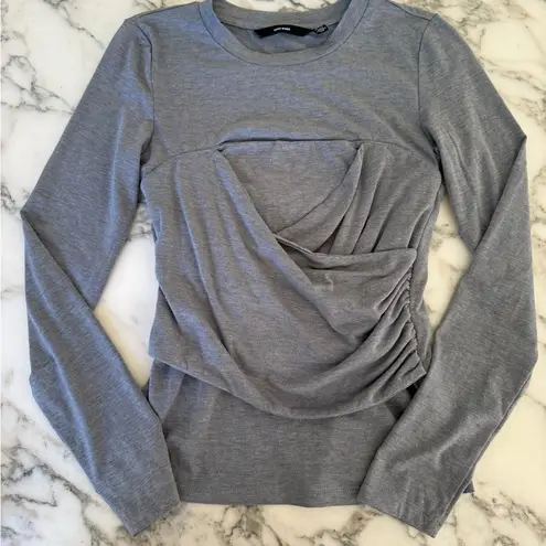 VERO MODA New Nelly Ruched Knit Top, Heather Gray, Sz. XS but runs small