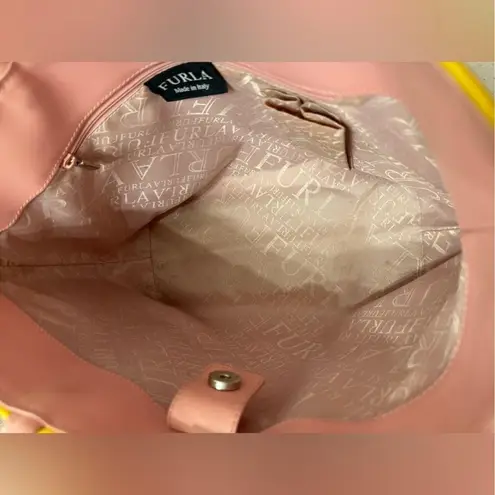 Furla Vintage Y2K Pink & Yellow Bow Tote/Shoulder Bag Elegant Structured Design