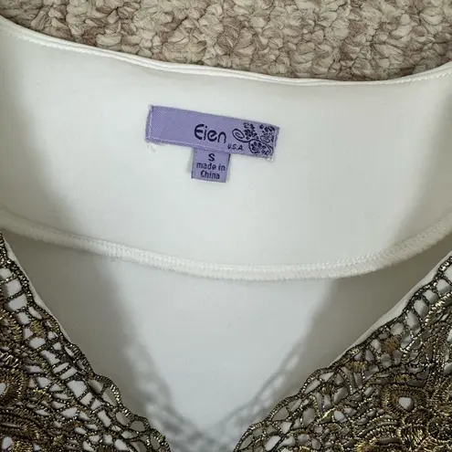 Eien U.S.A Elegant White and Gold High Low Dress Size Small