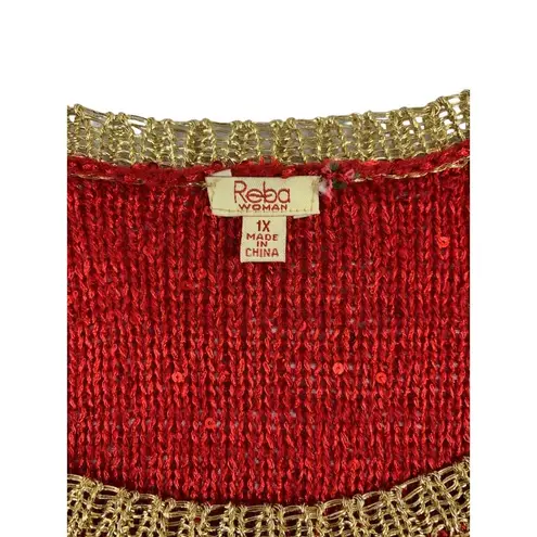 Reba Women's Sky Red & Gold Trim Women's Top