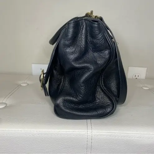 Emma Fox Kiss Lock Black Leather Bag Shoulder Purse Satchel