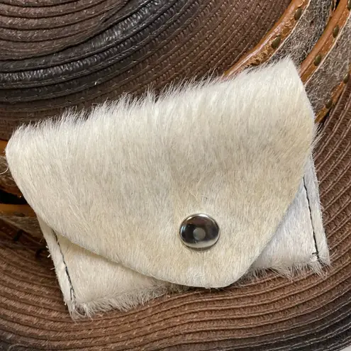 Boutique Hair on Hide Genuine Leather Card Holder with snap closure. Made in USA