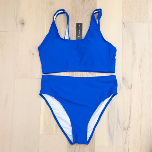 Tempt Me Womens Bikini Set Size L Blue Two Piece High Waist Sporty Coastal Beach