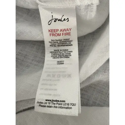 Joules Linen Shirt 8 White Floral Jeanne Print Lightweight Beach Lagenlook