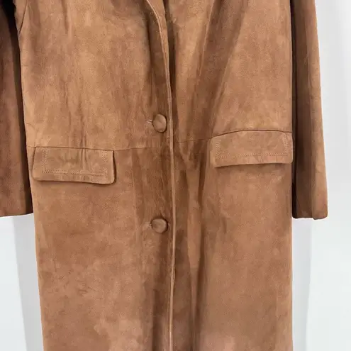 Vintage Montgomery Ward 1950s Suede Longline Jacket Coat Small medium lined Tan