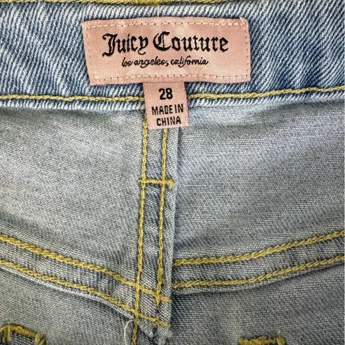 Juicy Couture  Venice V Front Denim Shorts Raw Hem Size 28