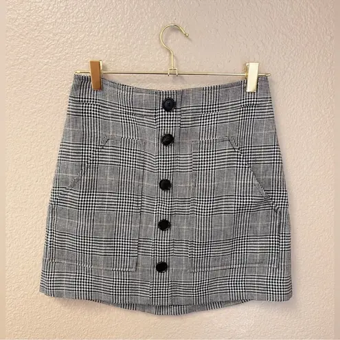 Veronica Beard Mini Houndstooth Button Pocket Mini Skirt Size 0